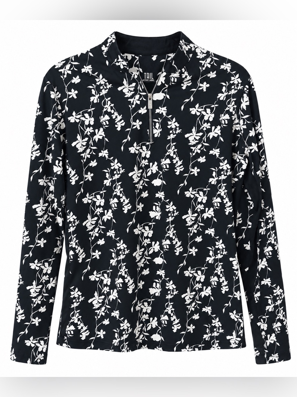 Tail White Label Women’s M Black White Floral Quarter Zip Golf Pullover Top - Picture 2 of 4